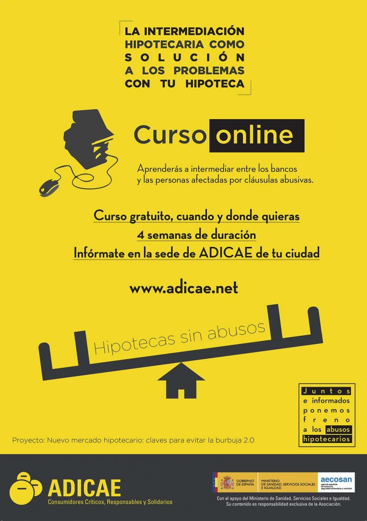 Cartel curso online de intermediación hipotecaria